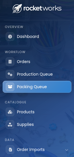 The Rocket Works 'Packing Queue' menu item